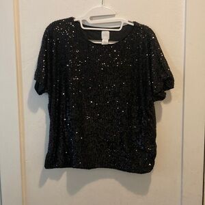 Black Sequin Top H & M Size S